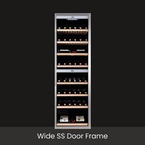 wide SS door frame of wine fridge