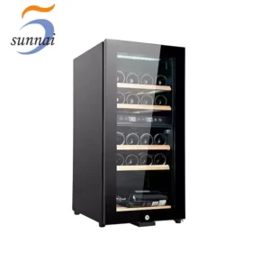 glass door wine chiller black